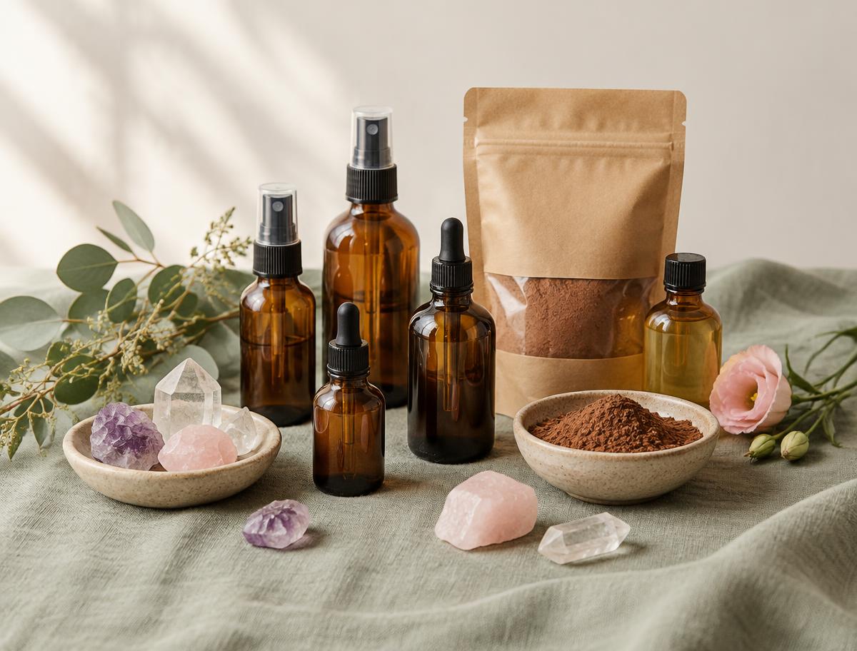 The Joy wellness collection — essences, body oils, cacao and crystals